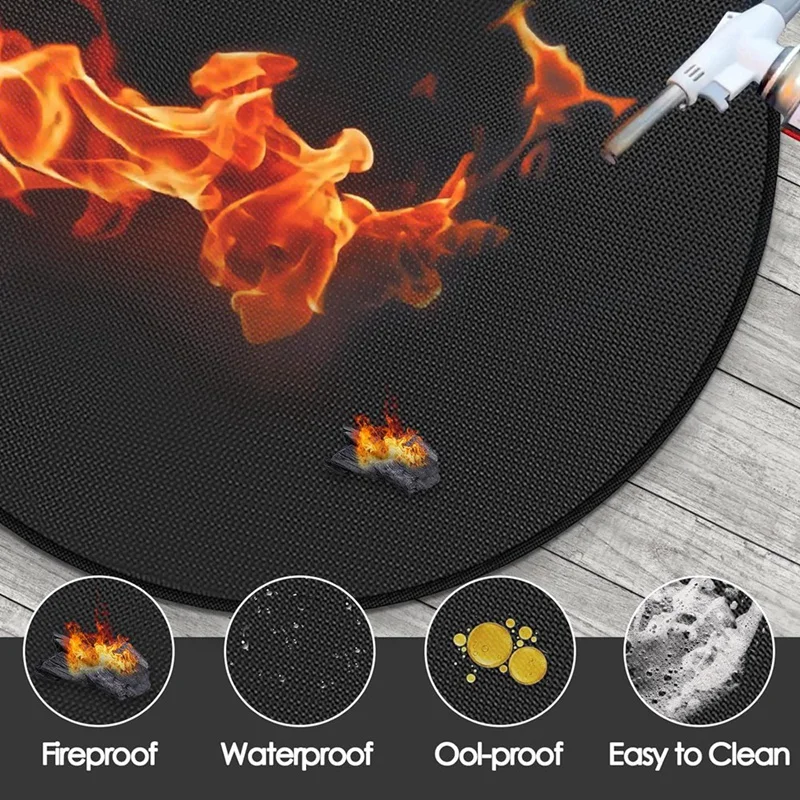 48In Round Fire Pit Mat For Stove Bonfire,Grill Fireproof Stove Mat For Under Grill To Protect Deck Patio Grass