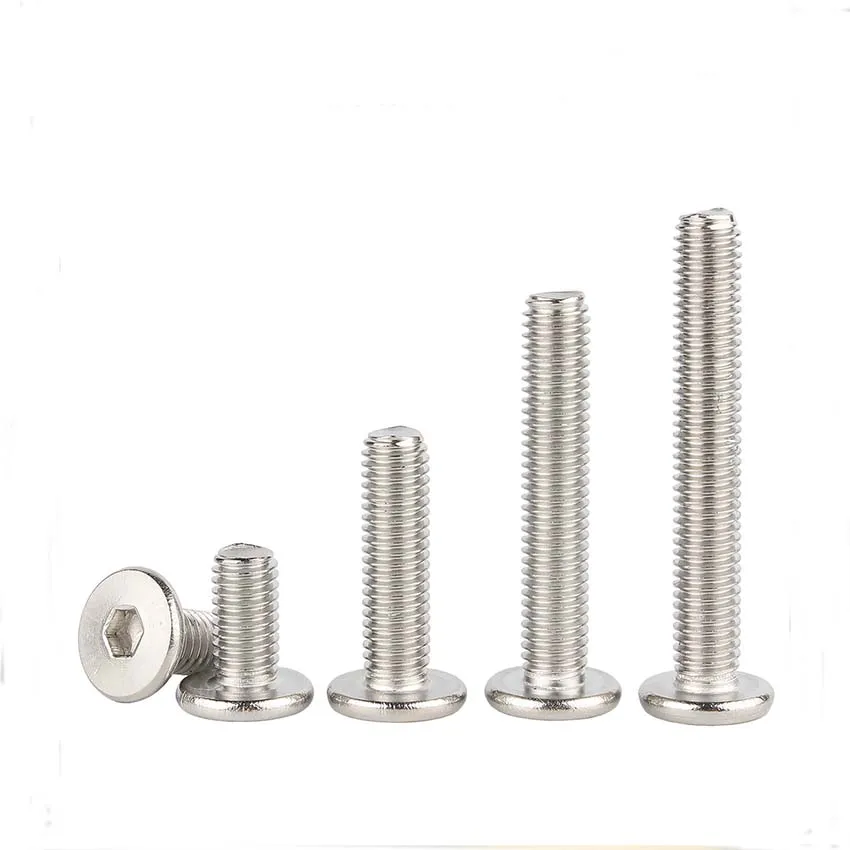 304 Stainless Steel Flat Head Hexagonal Bolt Car Screw M2 M2.5 M3 M4 M5 M6 M8 M10 M12