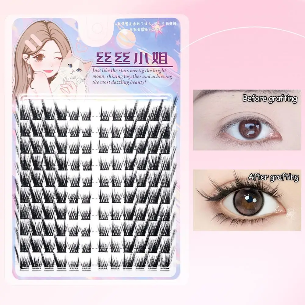 Fox bebê em linha reta preto cílios postiços ferramenta de simulação natural cílios único cluster extensão de maquiagem falsa cílios grossos n0y2