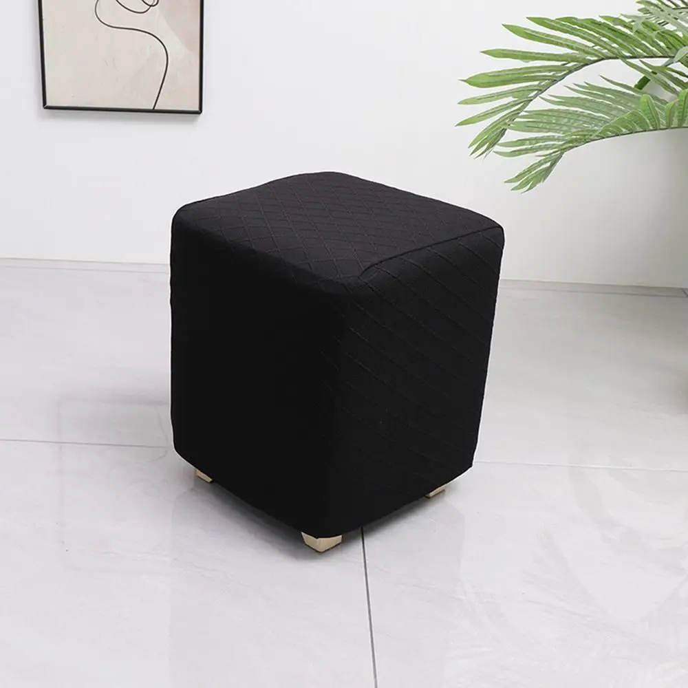 New Solid Color Jacquard Ottoman Cover Elastic Soft Footrest Slipcover T-Shape Footstool Case Home Decor