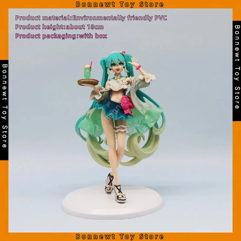 

18CM Hatsune Figures, Cream & Soda Hatsune Standing Pose, Dessert Series, Beautiful Girl Scenery Figures, Case Ornaments