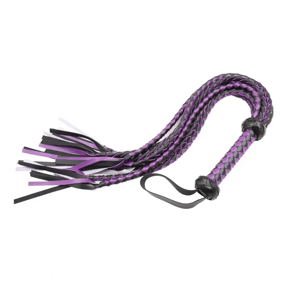 Two-Tone 8 Braiding Equestrian Whip, Faux Leather Horse Whip Hangable Training Whip With Willow-Leaf Tassels Riding Crop view 5