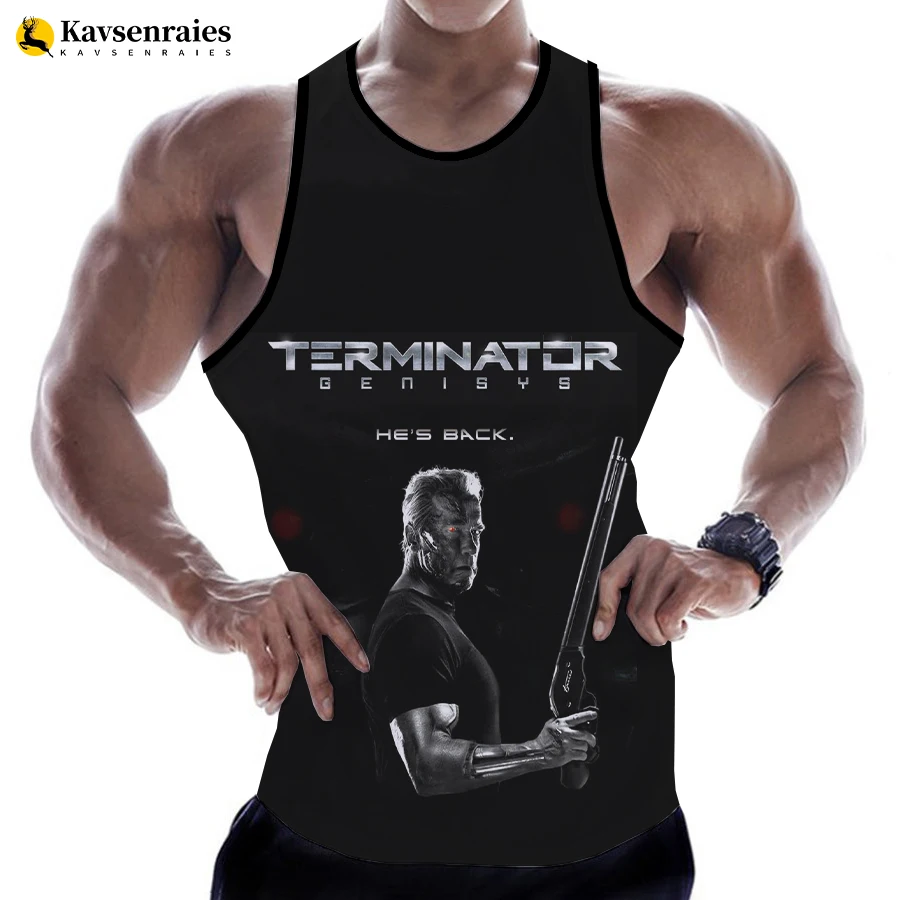 New Movies Terminator 2023 Fashion Summer Men Tank Tops Sleeveless Spring Harajuku Personality 3D Printed Men's Clothing Tops