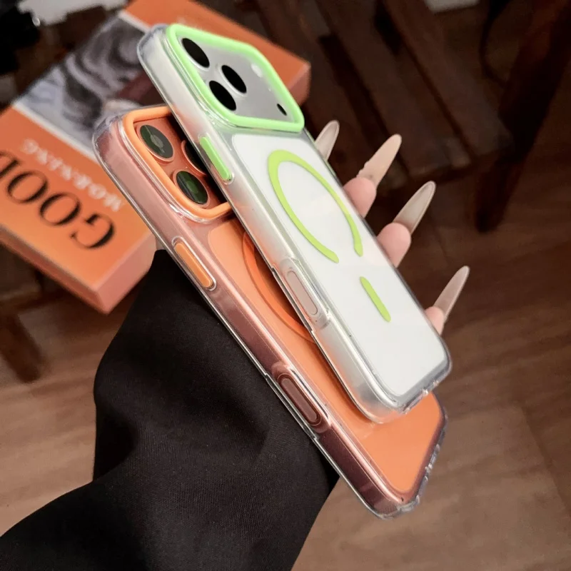 Suitable for Apple 17 Pro max phone case iPhone 16 Pro crystal transparent drip oil magnetic suction 15 Pro protective case