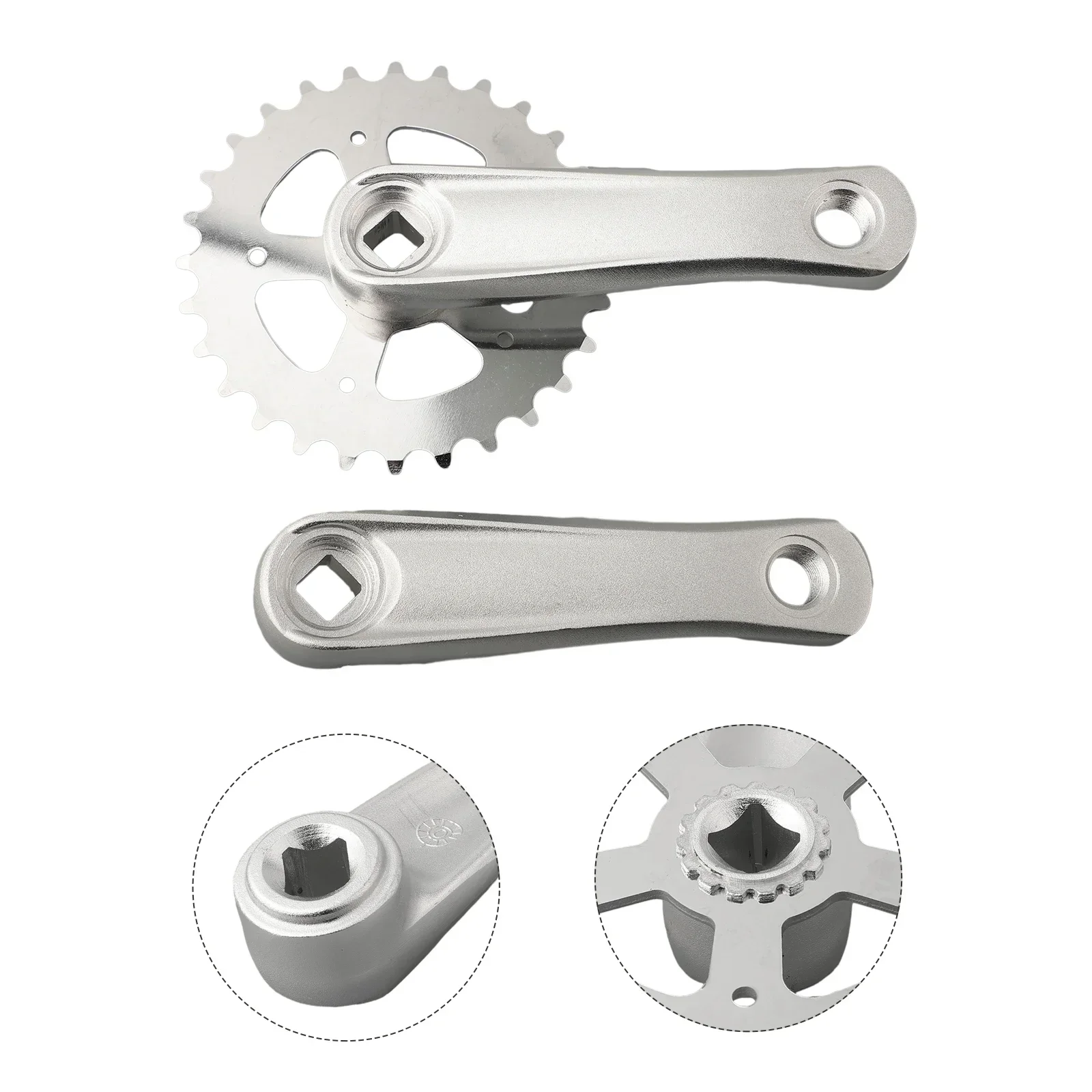 25T/28T Children Kids Bicycle Crankset Single Speed Crank Set Square Hole Matte and Glossy Lightweight Aluminum Alloy