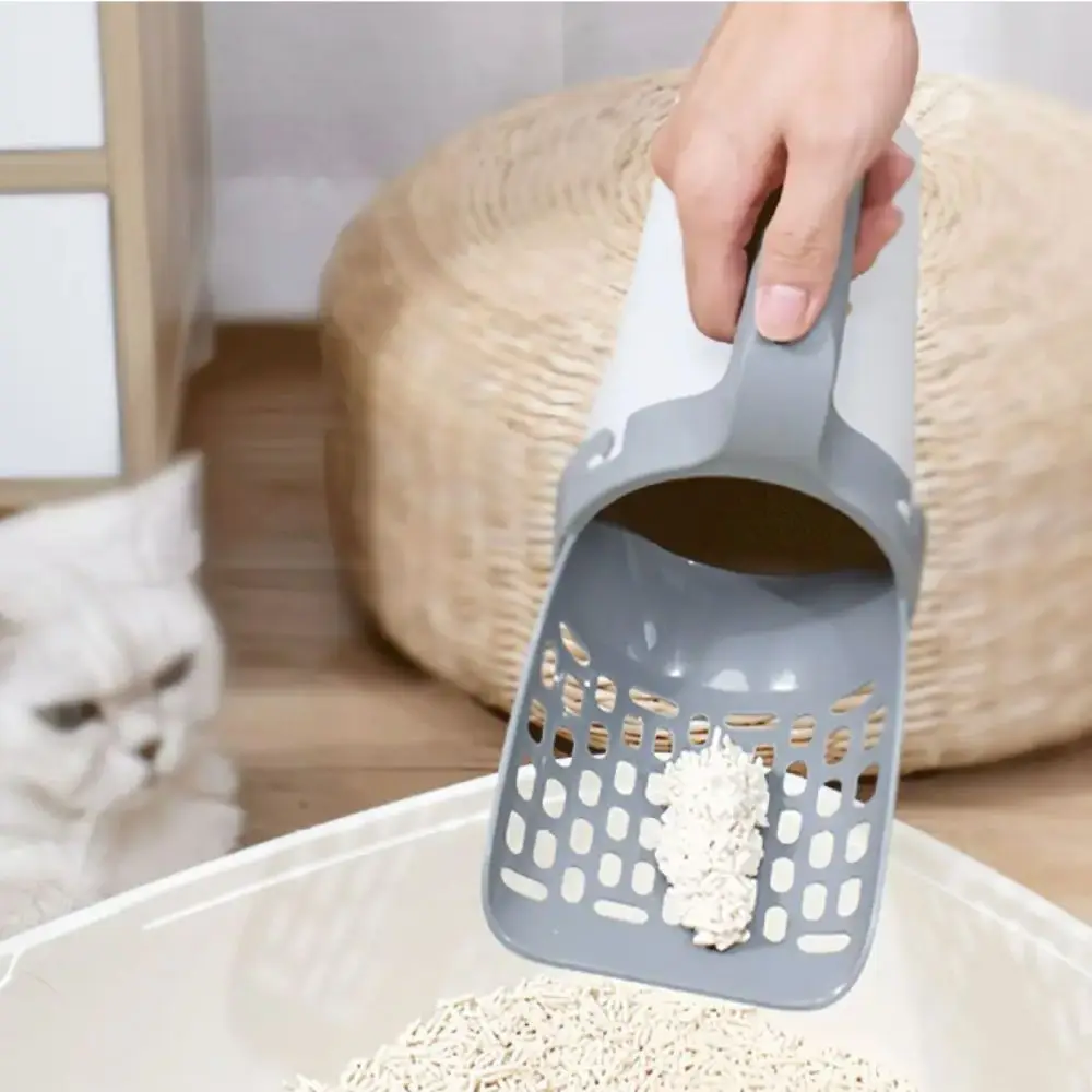 

With Trash Bag Cat Litter Shovel Hollow Design Detachable Cat Litter Scoop Filter Plastic Large Capacity Cat Litter Sifter