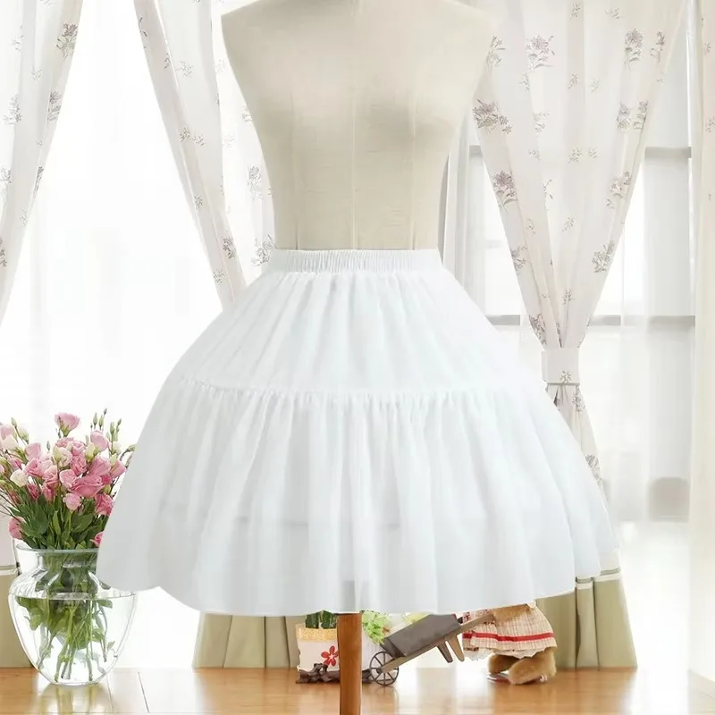 Daily Hoop Midi Petticoat A Line Skirt Adjustable Lolita Crinoline Bottom Women Chiffon Fluffy Underskirt