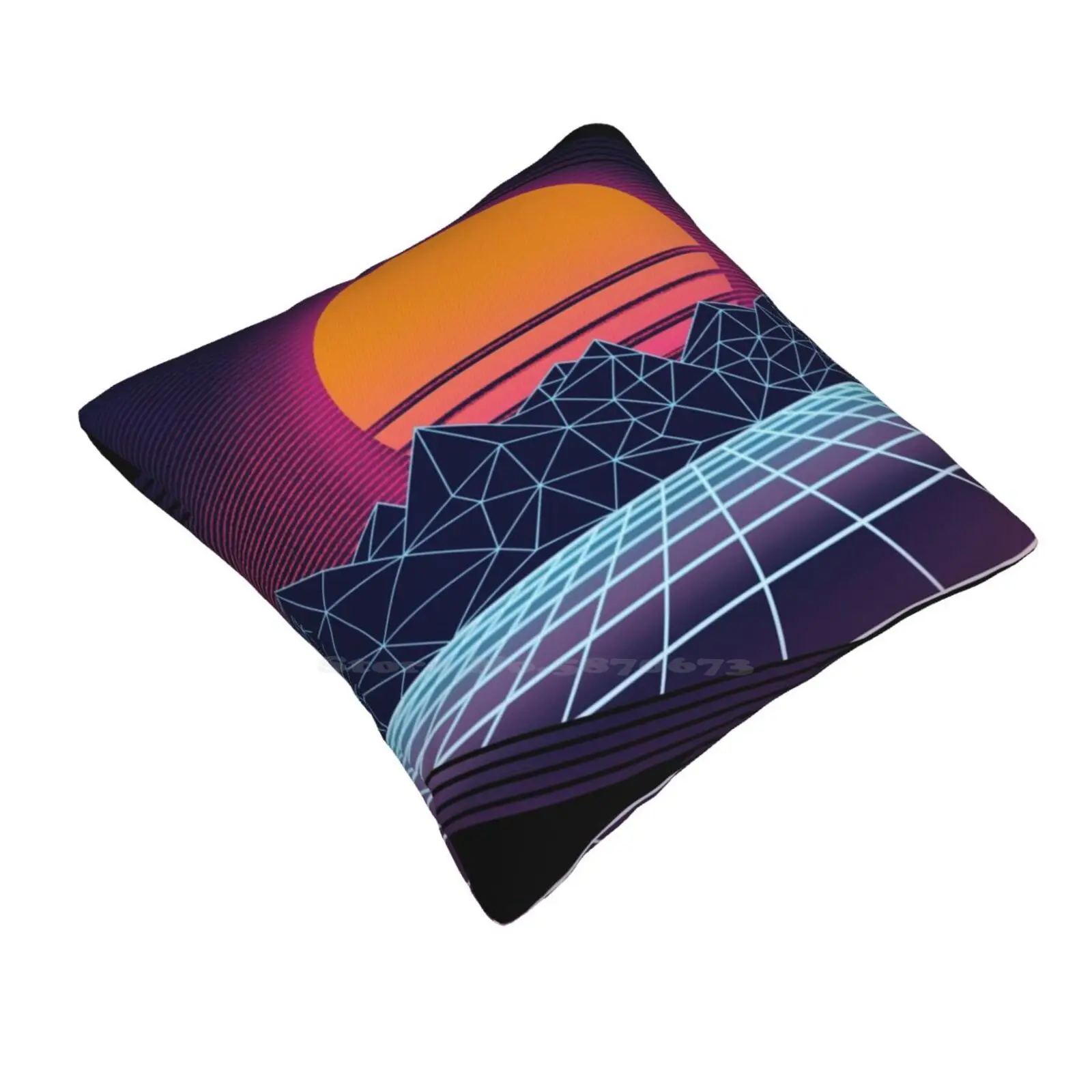 Outrun Sunset Home Sofa Car Cushion Cover Pillowcase Outrun 80S Aesthetic 1980 Neon Vibe Sunset Tron