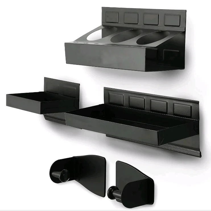 4-piece Magnetic Toolbox Tray Set, Tool Storage Box, 2 Trays, Can Rack, Tissue Rack Black. Tools Box Garage Organizer Tool
