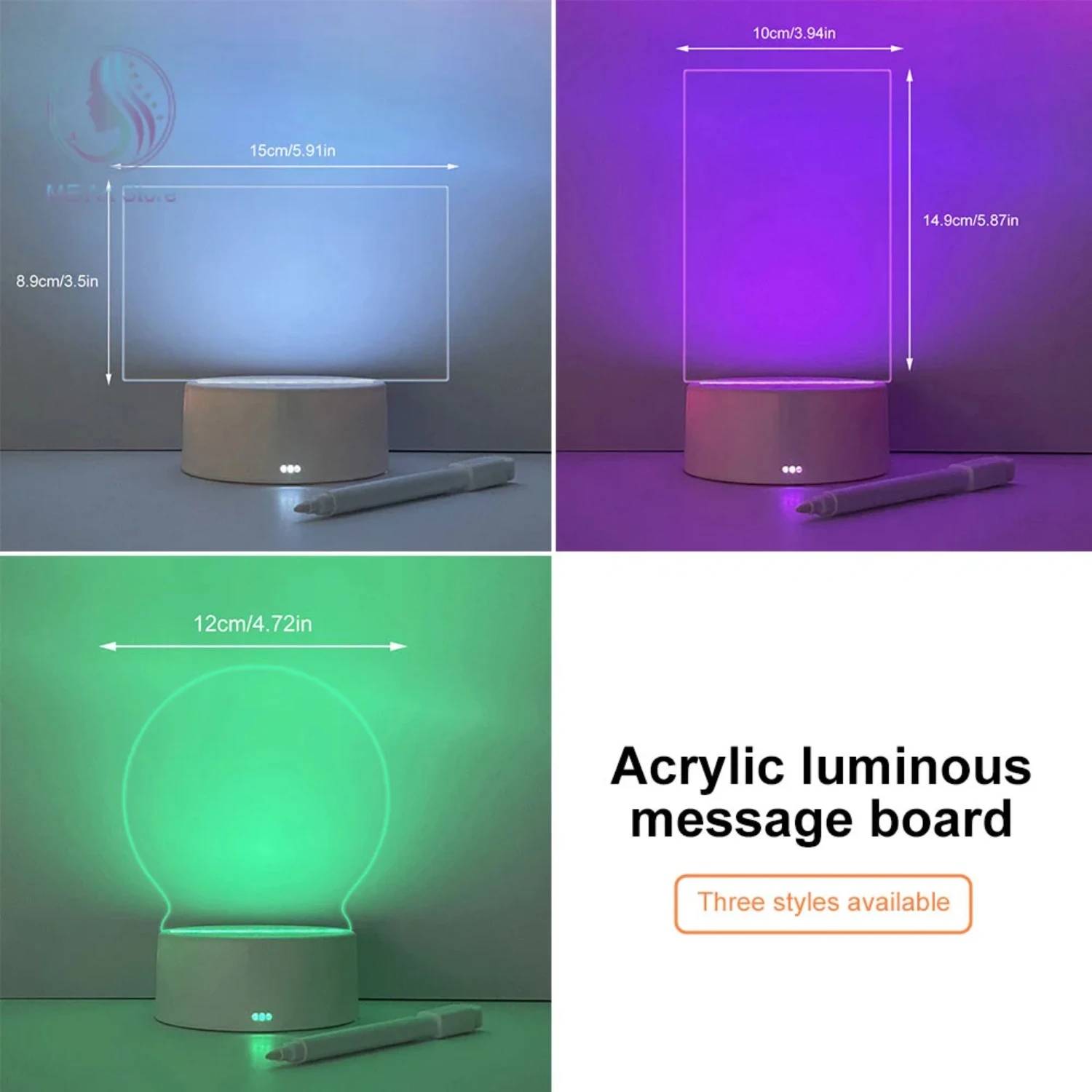 Creative 7 Color LED Night Light Note Board Rewritable Message Board with Warm Soft Light USB Power Night Lamp Holiday Gift