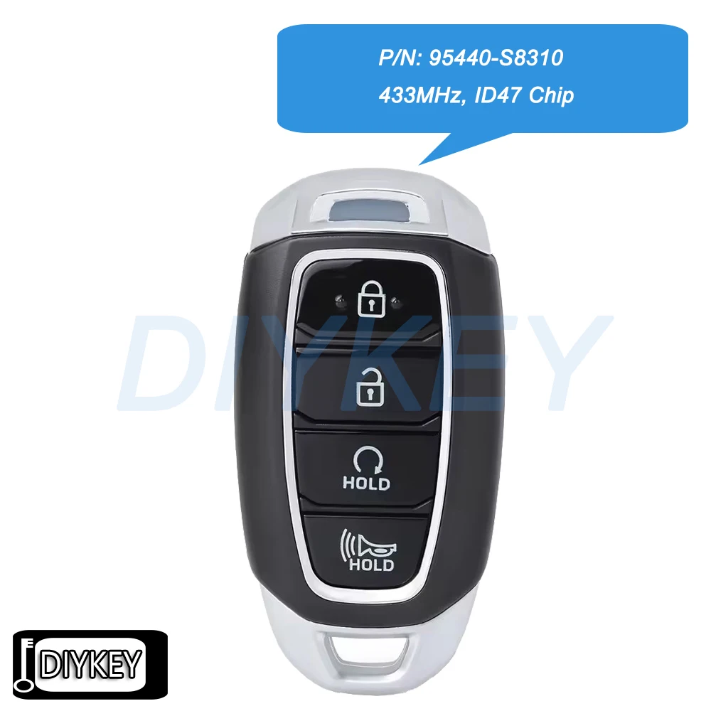 

4 кнопки умный дистанционный автомобильный брелок 433 МГц ID47 чип для Hyundai Palisade 2020 2021 Артикул: 95440-S8310 FCC ID: TQ8-FOB-4F19