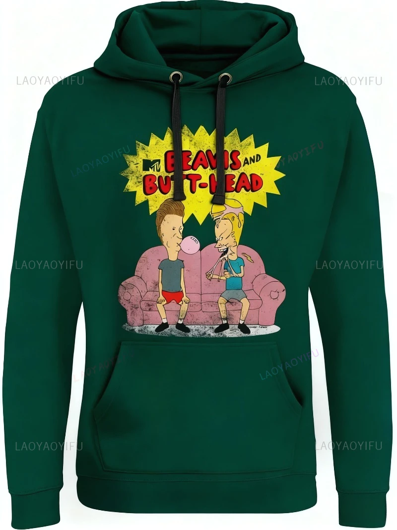 سترة Beavis and Butt-Head مرخصة رسميًا بقلنسوة ملحمية Beavis and Butthead ملابس مضحكة قميص حراري برسومات جرافيك