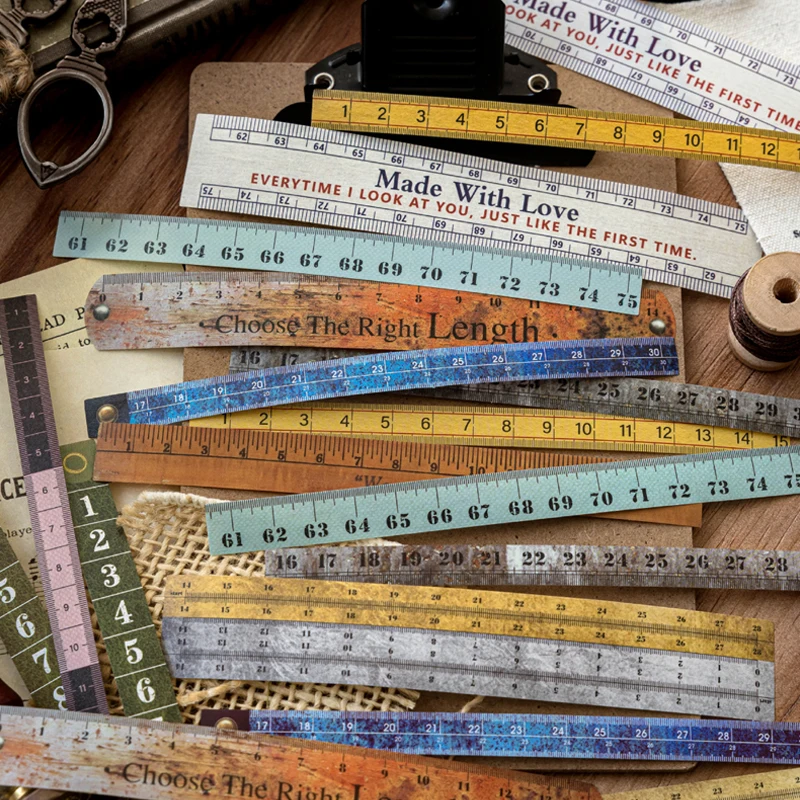 Mr.Paper 20Pcs Double Pack Long Strip Stickers Time Stitch Series Retro Journal Scrapbook Collage Decorative Craft Supplies