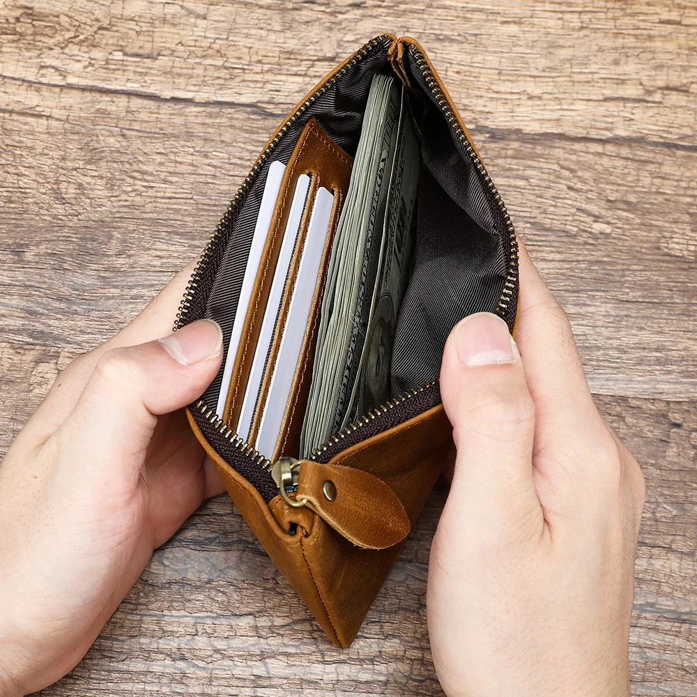 กระเป๋าสตางค์ยาววินเทจสำหรับผู้ชาย กระเป๋าซิปพร้อมช่องใส่บัตร สำหรับใส่ธนบัตร เหรียญ กุญแจ ตั๋ว หนังสือเดินทาง กระเป๋าหนังแบบคลัทช์