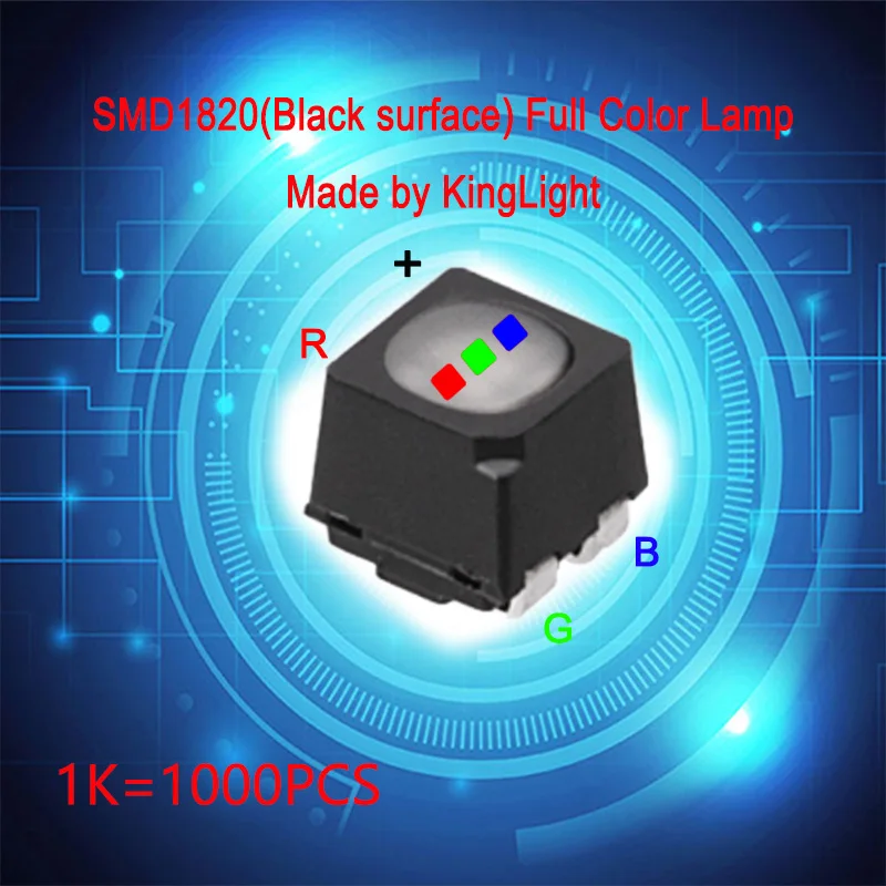 

Kinglight SMD1820（Black surface） full color LED lamp of four feet used for LED display maintenance，Outdoor RGB lamp beads