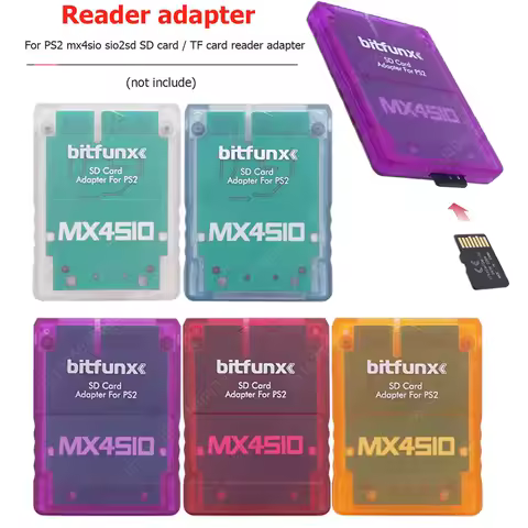 Portable Card Reader For PS2 MX4SIO SIO2SD Transparent Multifunctional Memory Card Adapter Support Secure Digital / TF Card