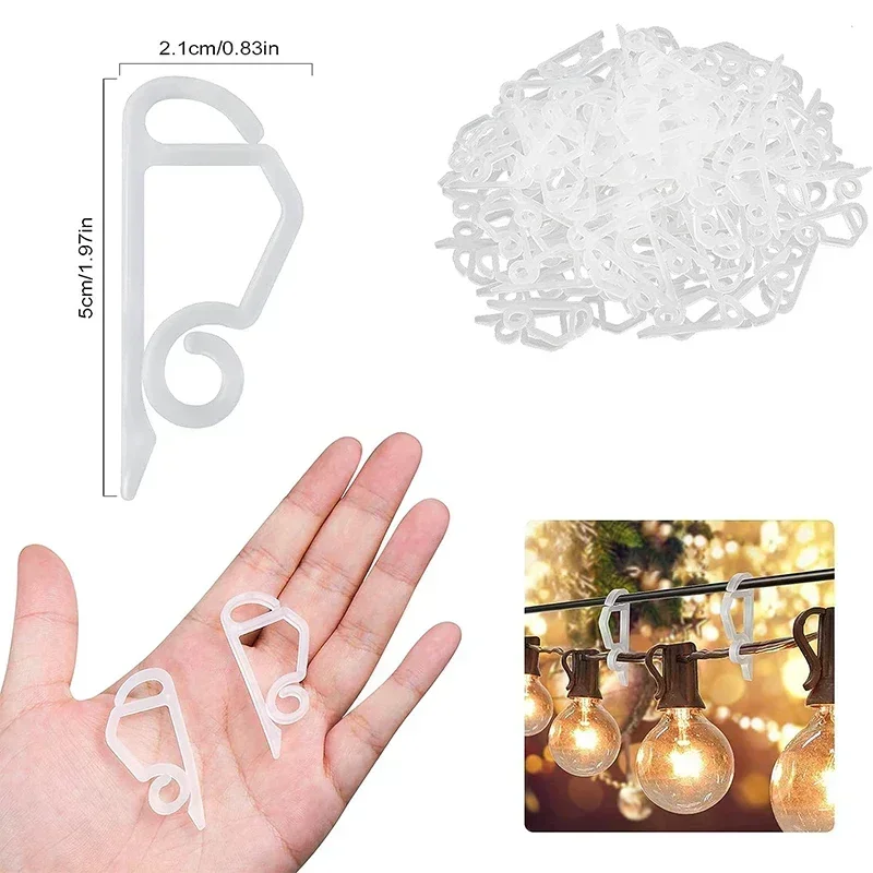Light String Clips Hook Holiday Wire Clamp Weatherproof Outdoor Gutter Clip String Lights Holder Halloween Christmas Tree Decor