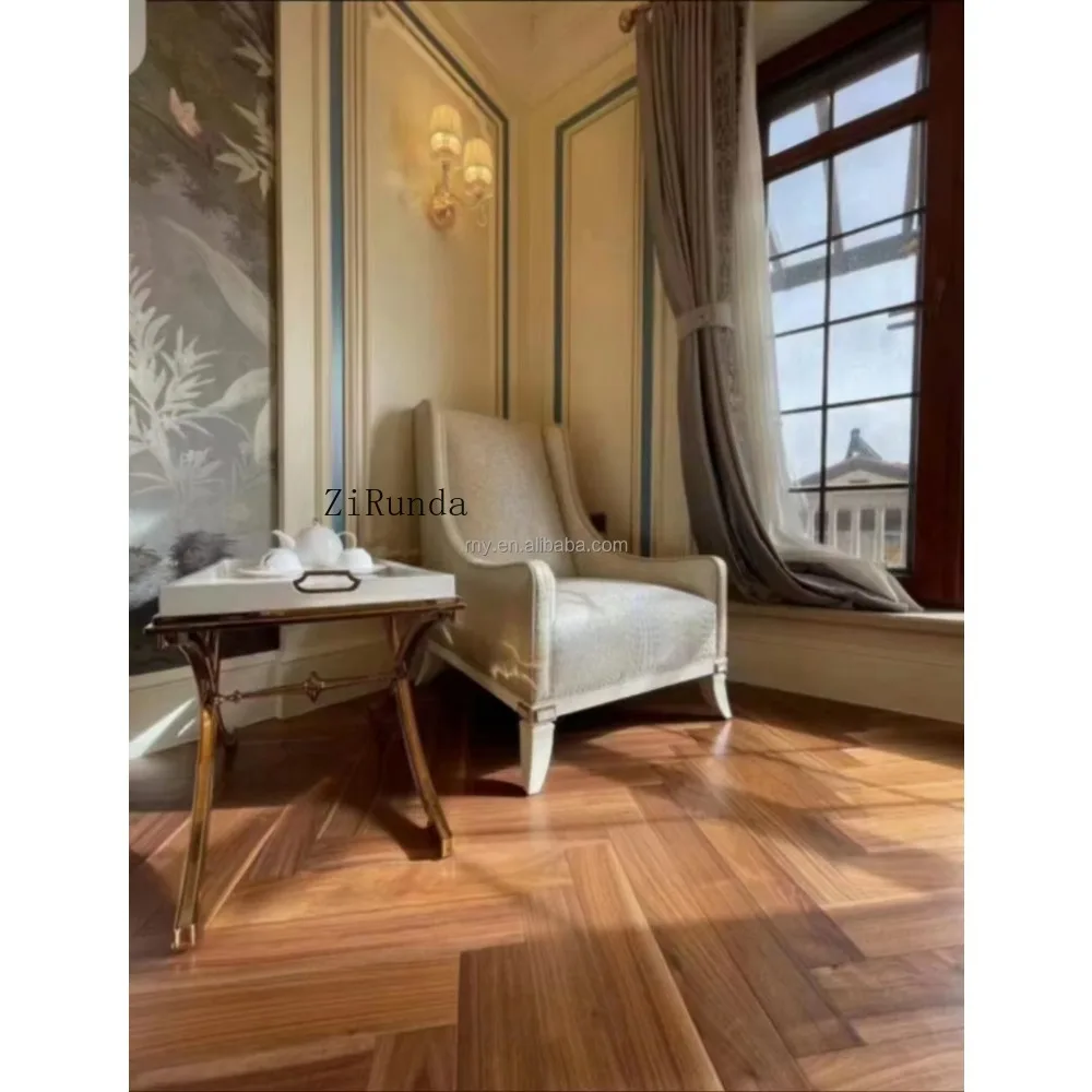 Индивидуальная версия пола из твердой древесины «елочка» из черного ореха, многослойный деревянный пол, паркетный пол