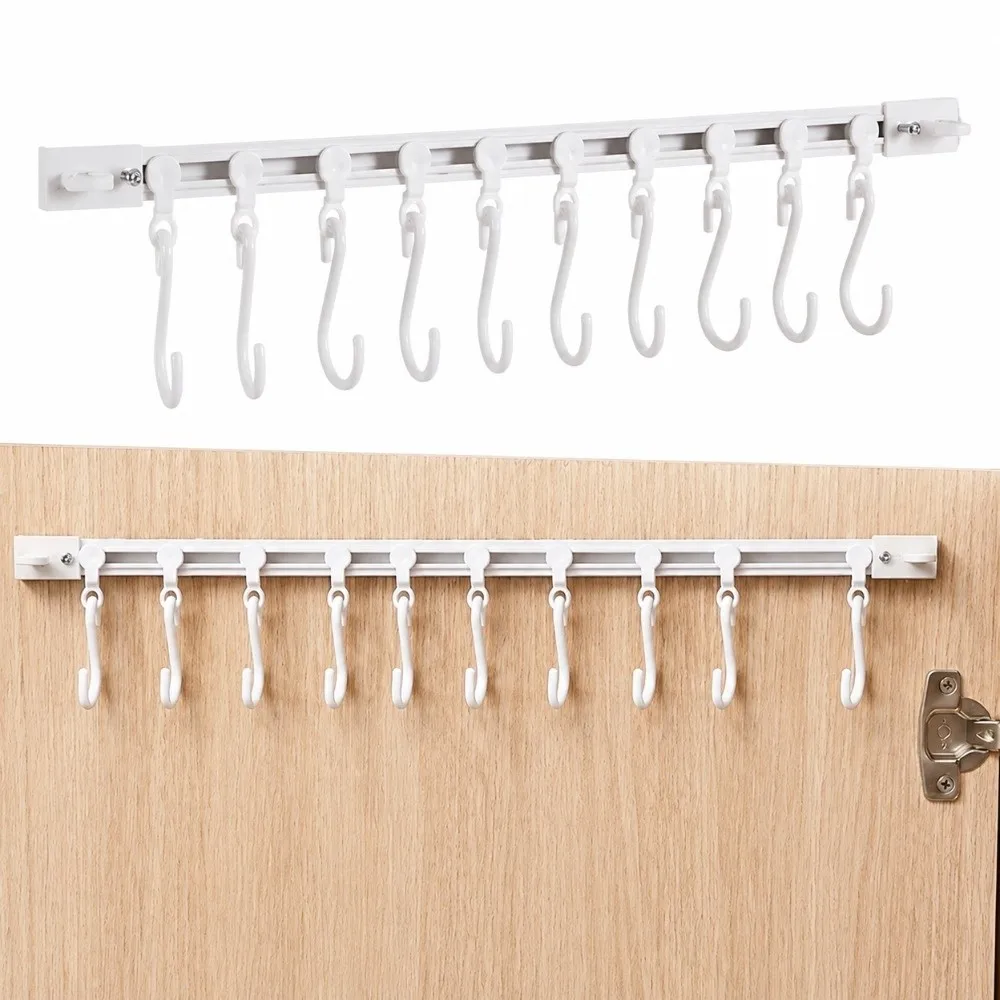 S-Shaped Hook Keychain Display Stand Punch-Free Space Saving Sliding Track Hook Self-Adhesive Doll Chain Organizer