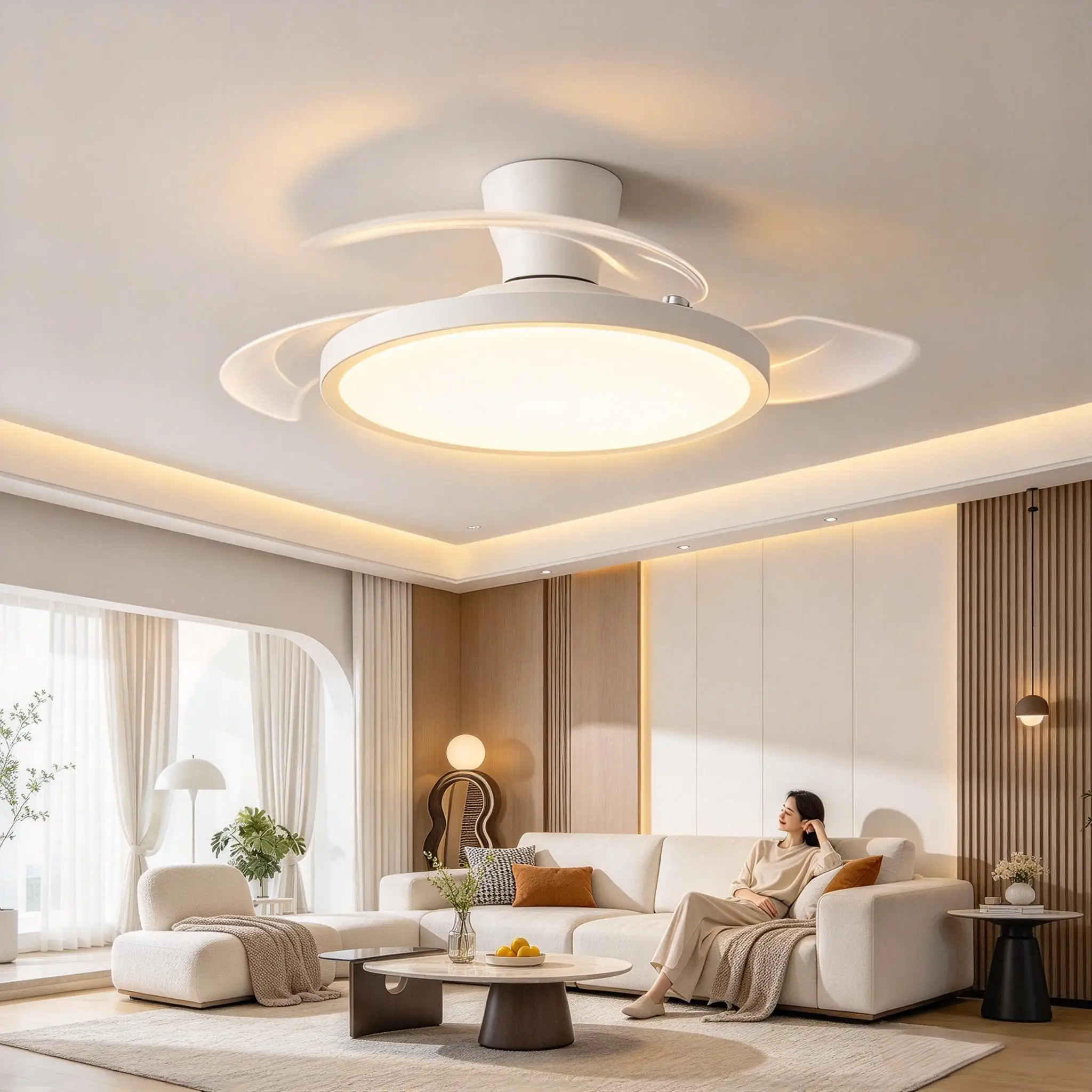 Home LED Ceiling Fan Light 42/48inch Dimmable For Living Room Dining Room Study Kitchen Indoor Lighting Fixtures