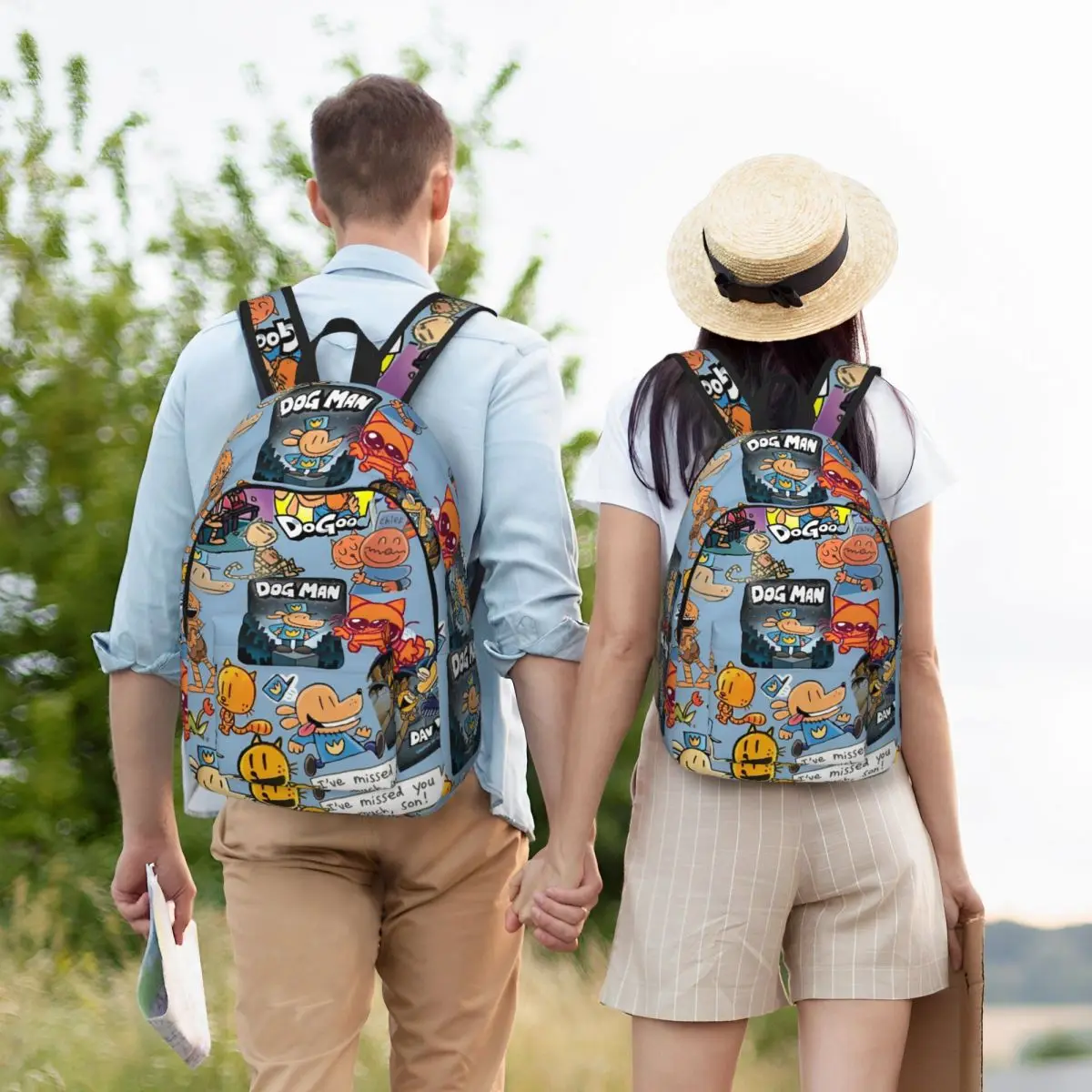 Mochila de película cómica Dog Man para hombres y mujeres, mochila informal de negocios para escuela secundaria, bolsas de lona universitarias ligeras