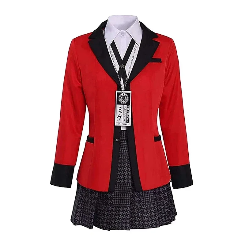 Anime Kakegurui Jabami Yumeko Cosplay Costume Compulsive Gambler Japanese School Girls JK Uniform Halloween Costumes Wig Suit