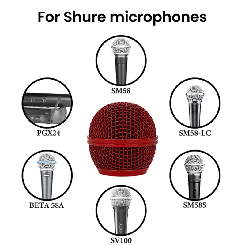 ABGZ-Wireless Microphone Grille Microphone Accessories Metal Microphone Grille Head For Shure SM58,SM58S,SM58LC & More