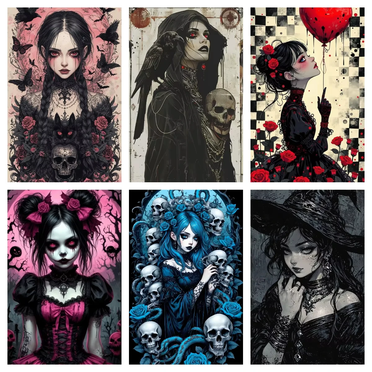 DIY Gothic Skull Butterfly Lady Jigsaw Puzzles 500/1000/1200/2000PCS Wall Decor for Living Room Perfect Gift No Frame