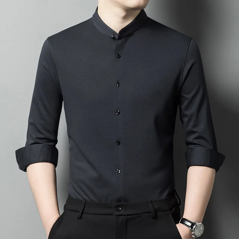 Fashionable Young Men Collar Long-sleeved Shirt Spring Autumn Versatile Comfortable Shirt