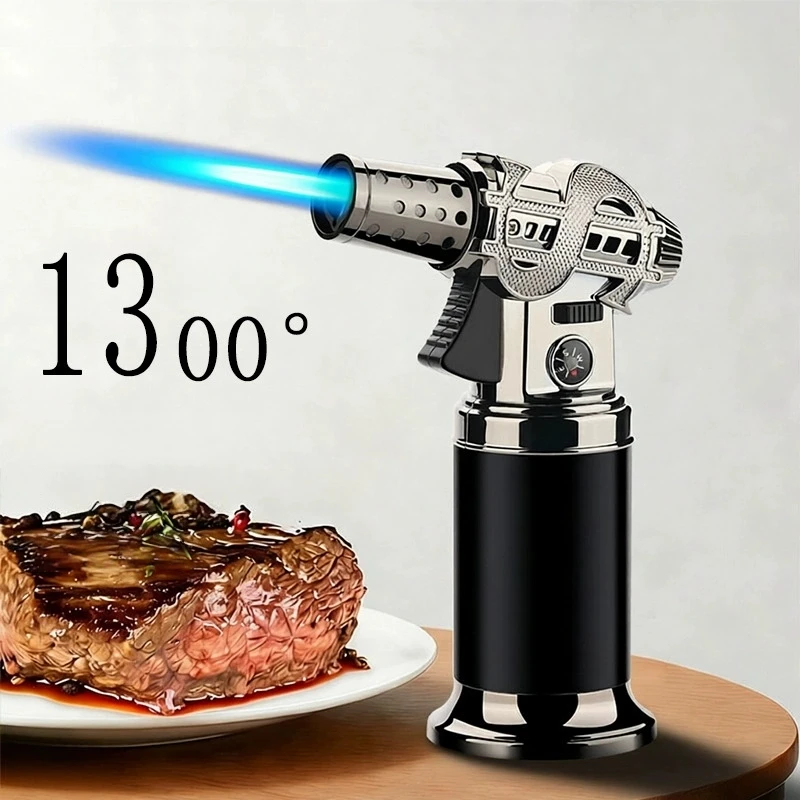 Portable Metal Outdoor High-temperature Spray Gun Lighter Windproof Spray Flame Inflatable Cooking Camping Kitchen New Lighter
