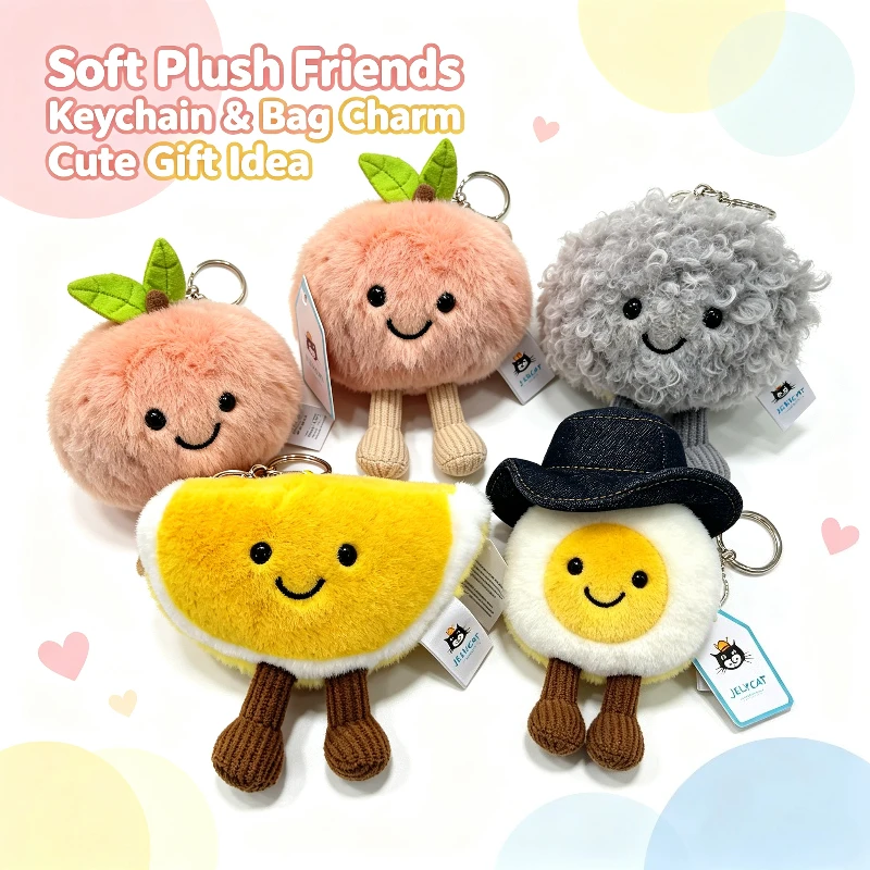 Plush Doll Series Cute Soft Rubber Key Chain Bag Pendant Plush Accessories Doll Car Pendant Holiday Gift. Plush Keychain