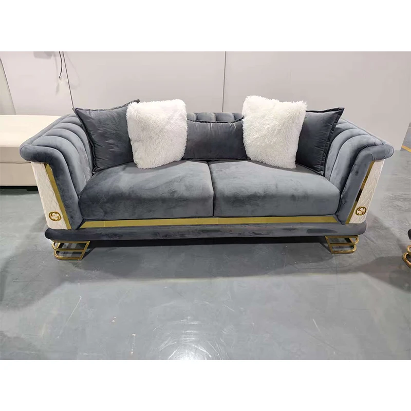 # Luxury High End Tufted Couch Velvet Sofas Sitting Room Wood Sofa Set of for Living