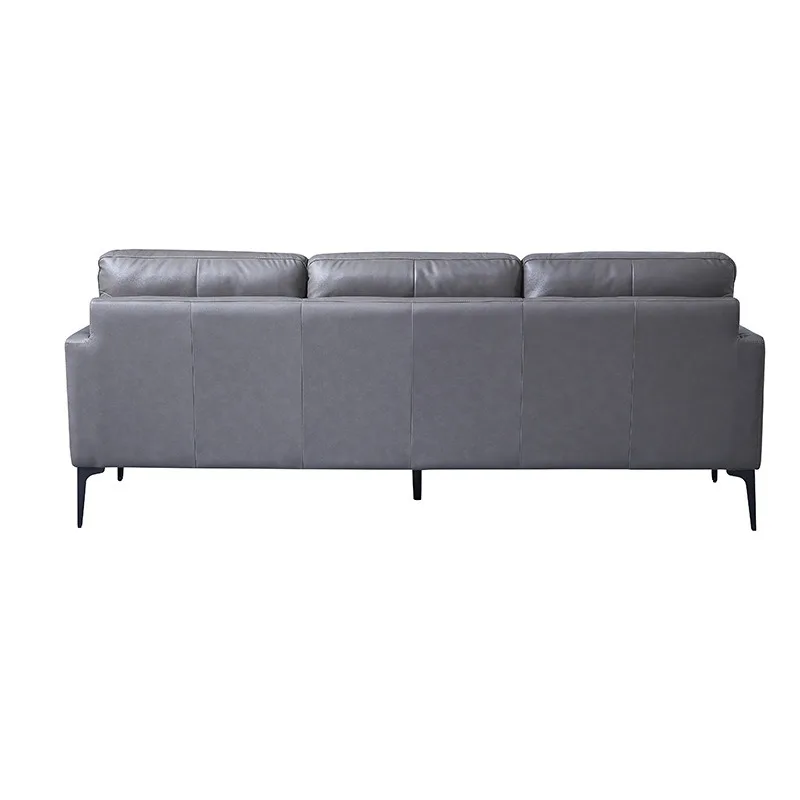 Small apartment double three-person combination leather sofa chair