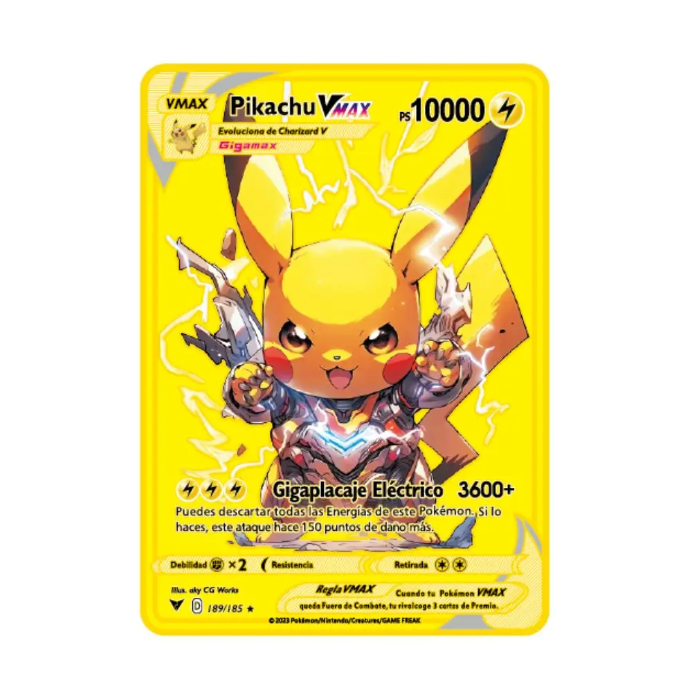 Hiszpańska metalowa karta Pok é mon, żelazna karta, Mewtwo, Pikachu, GX, Charizard, VMAX, 2024 nowość