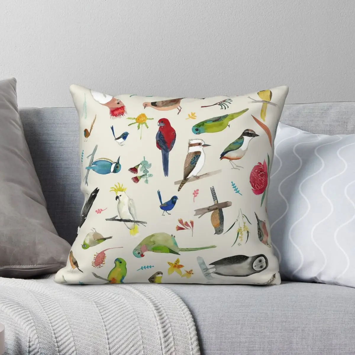 Magpie Kookaburra Parrot Pillowcase Polyester Linen Velvet Printed Zip Decorative Pillow Case Home Cushion Cover