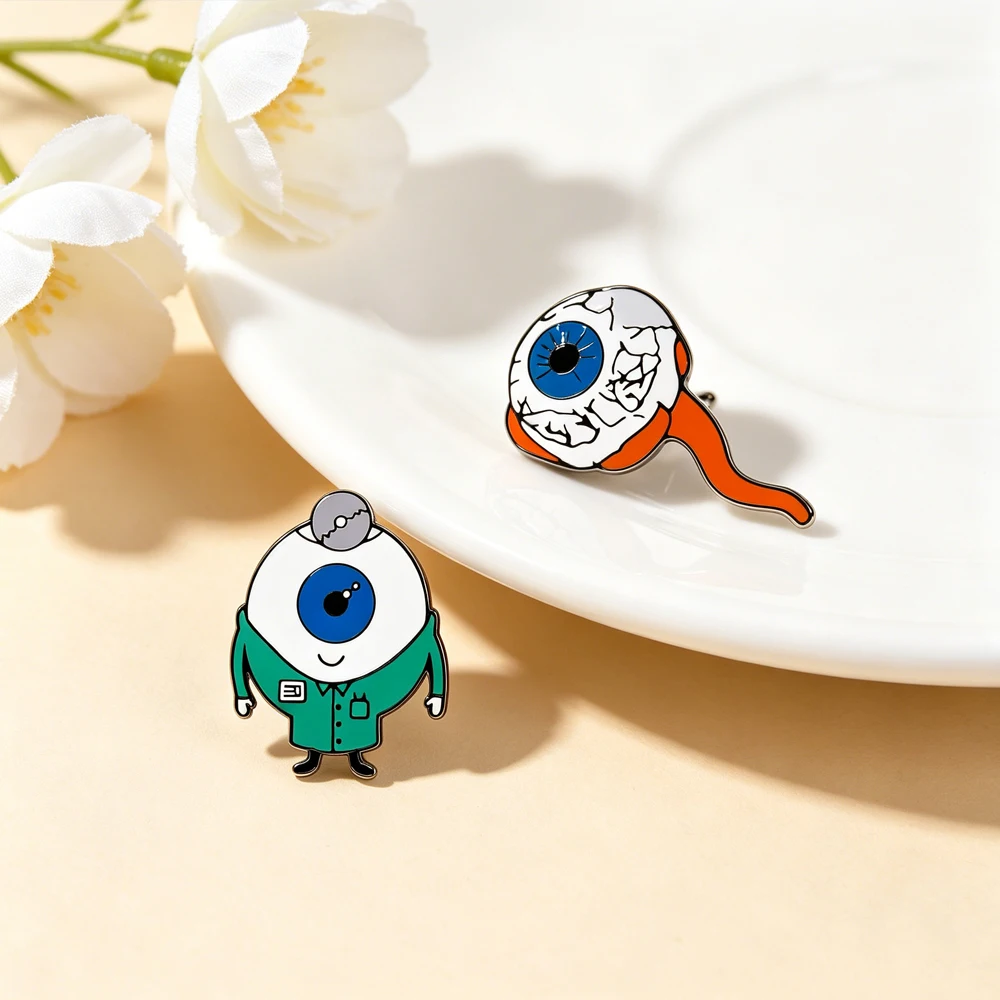 Catuni Cartoon Eye Enamel Brooches Pin Colored Eye And Eyeball Badge Ophthalmic Themed Jewelry Doctor And Nurse Gift