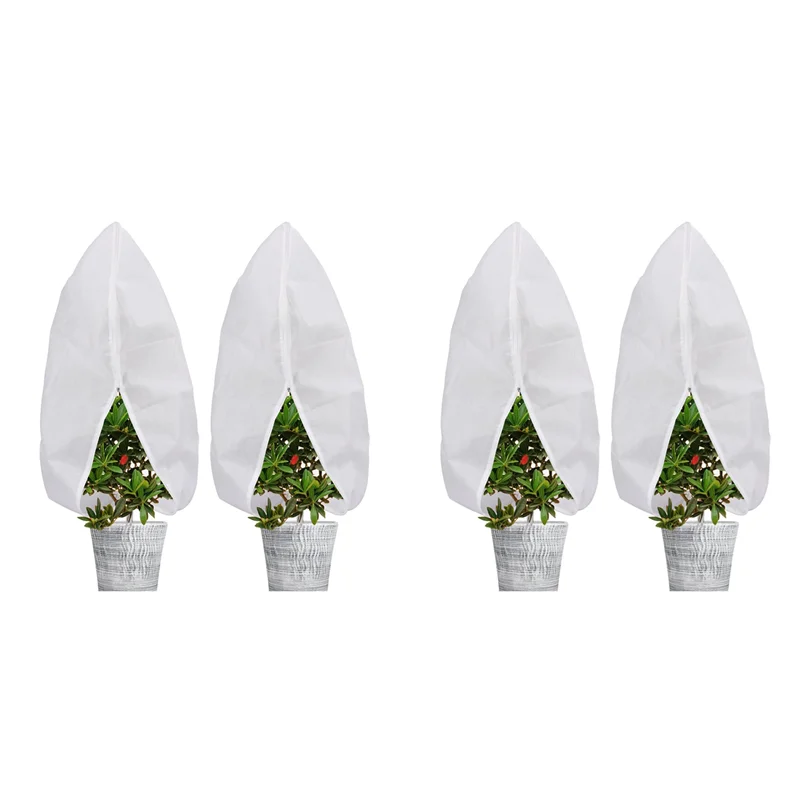 

MOPHE-Plant Covers Freeze Protection Jacket, 2.6Ft X 4Ft Reusable Winter Drawstring Plant Covers With Zipper 4 Pack