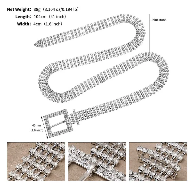 女性のための光沢のあるラインストーンウェディングベルト,シルバーカラーのウエストバンド,花嫁のためのベルト,花嫁のためのジュエリー,クリスタルチェーン,パーティー