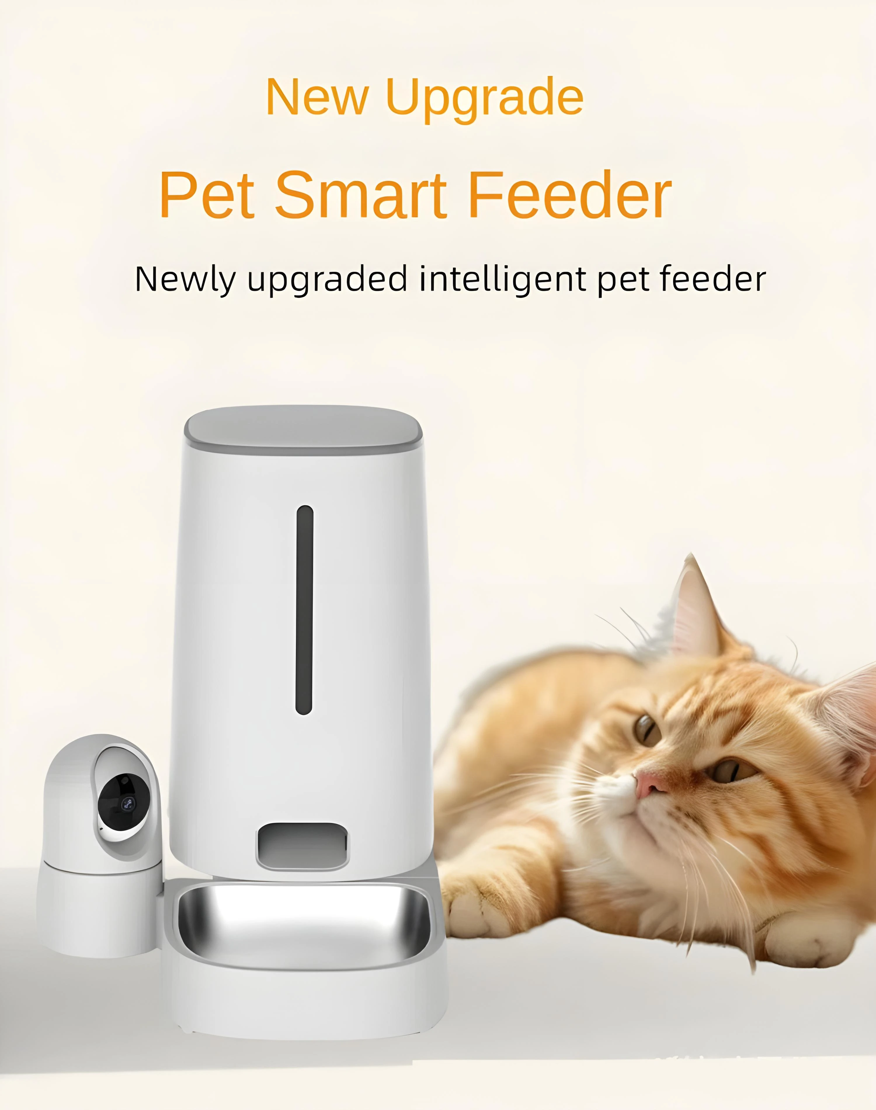 Intelligent feeder cat and dog video communication graffiti APP remote control automatic feeding of double stainless steel bowls