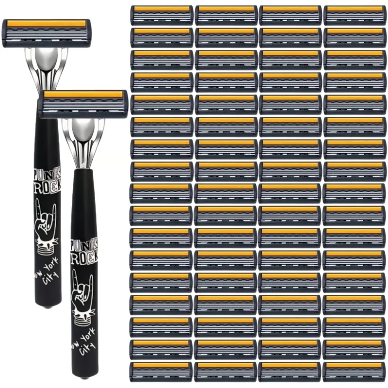 Metal Handle Manual Profession Face Care Beard 3-Layers Blade Safety Raze And Shaving Razor Stand Shaver Base For Man