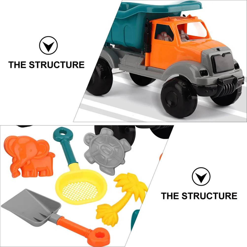 Kids Engineering Vehicle Sand Toy Set Safe Sturdy Beach Tools for Backyard Outdoor Sand Play