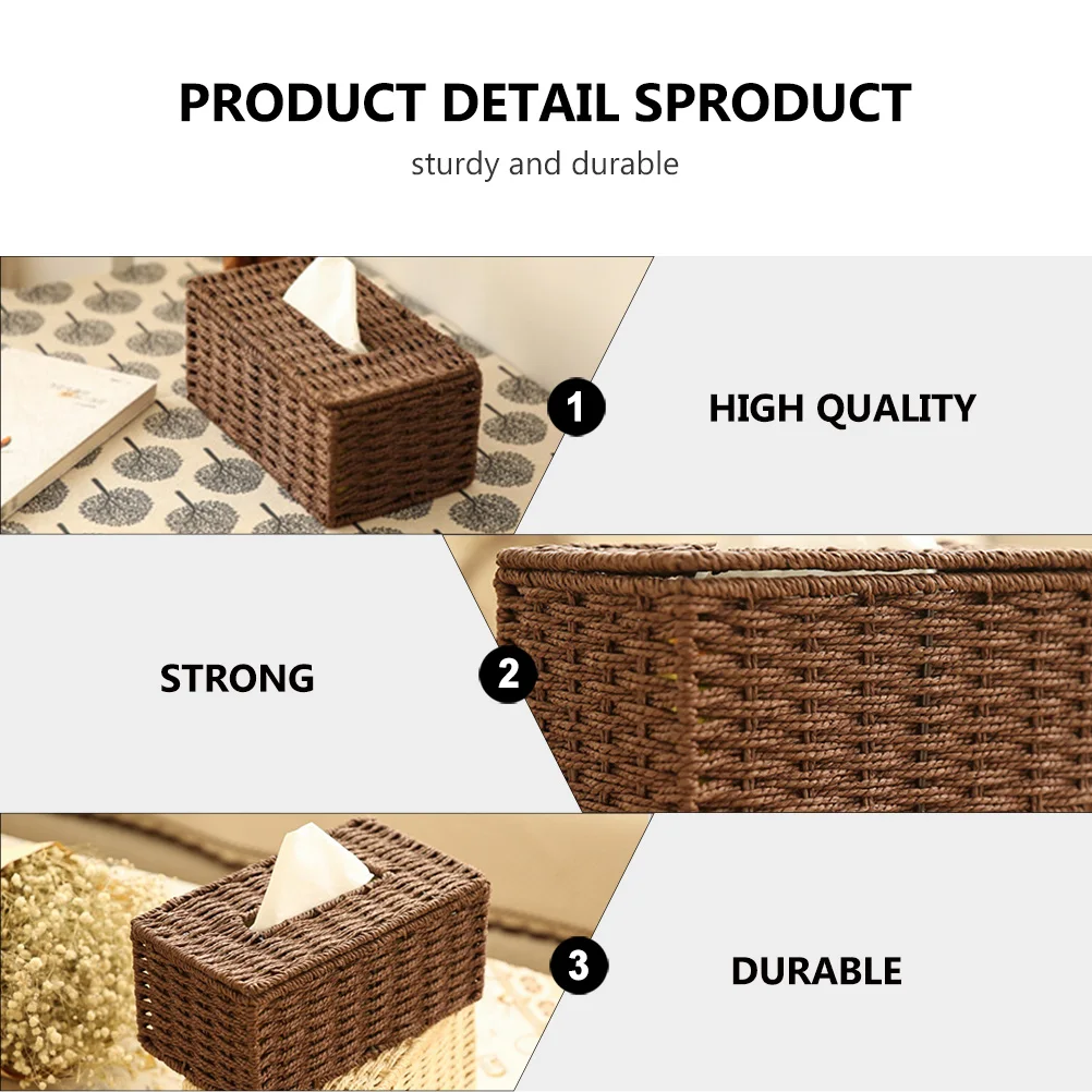 

Tissue Box Paper Towel Case Woven Container Creative Decorative Office Napkin Holder Simple Design Stylish