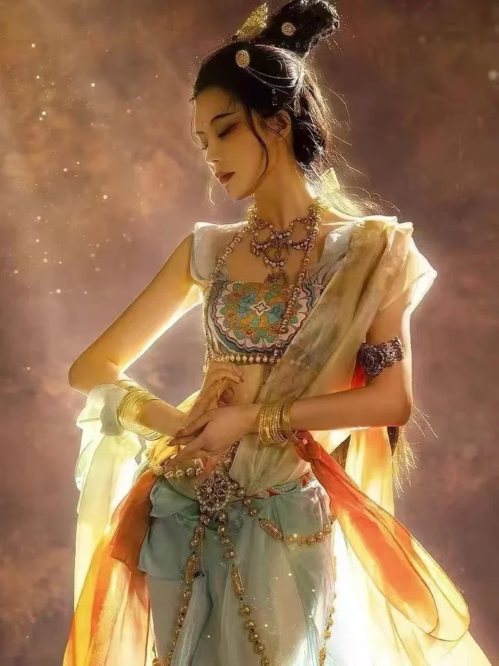 Dunhuang Feitian Women Dress Western Regions Princess Dress 2023 Exotic Style Flying Dance Dress Without accessories