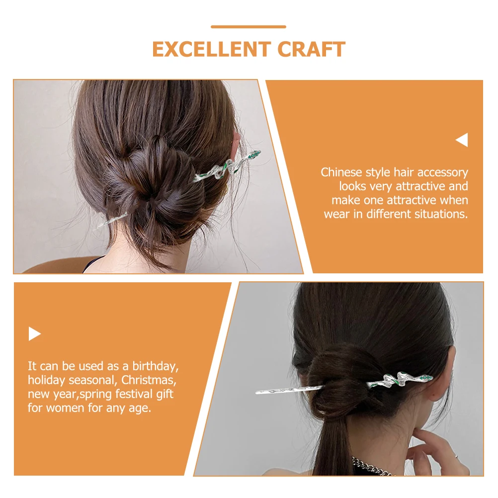 

2pcs Snake Sticks Rhinestone Decor Vintage Hairpins Women Elegant Accessories Simple Styling Tools Snake Accessories For Long