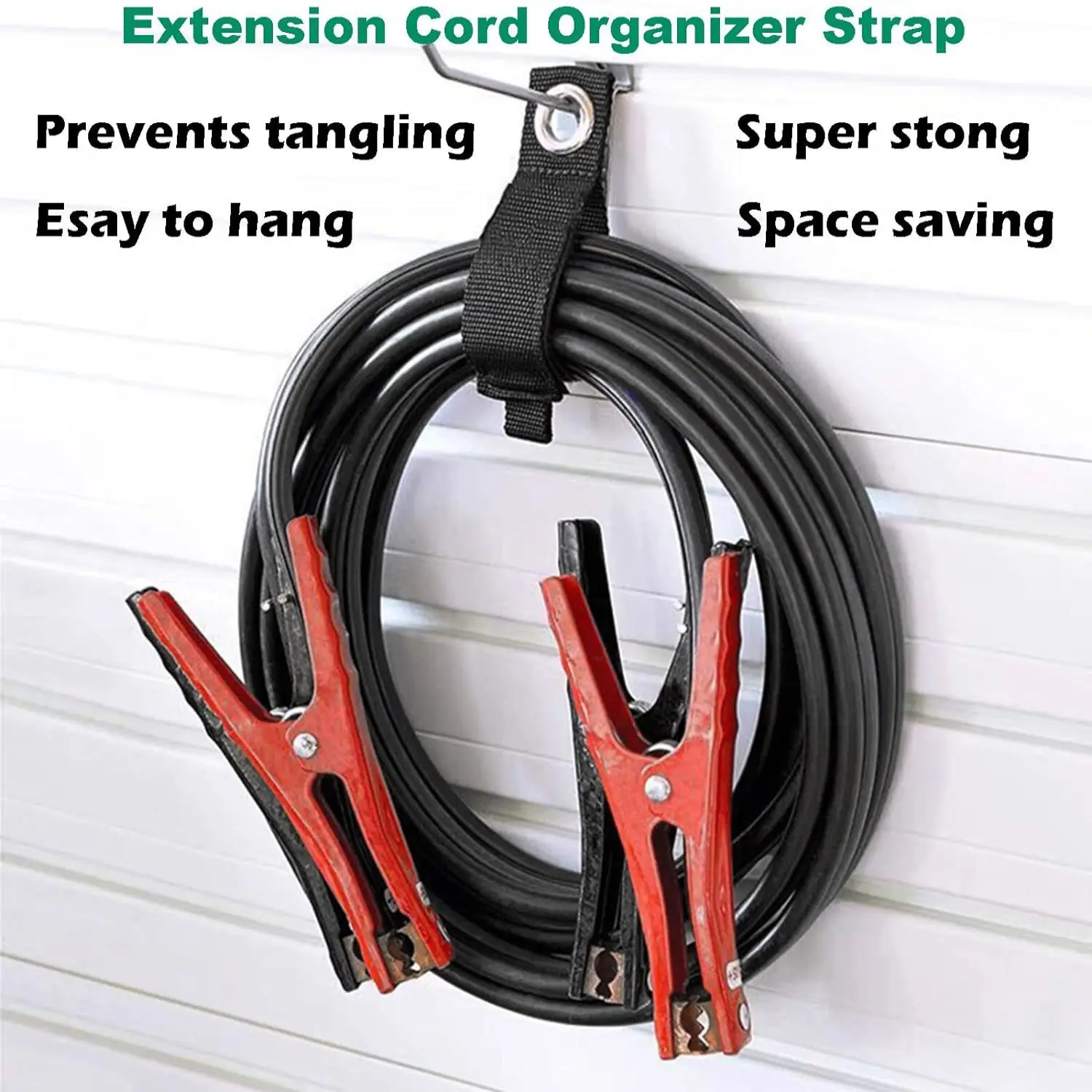 Extension Cord Holder Organizer Straps Heavy Duty Storage Strap Wrap Cords Cable Hanger Garage Organization Hook Loop Strap Rack