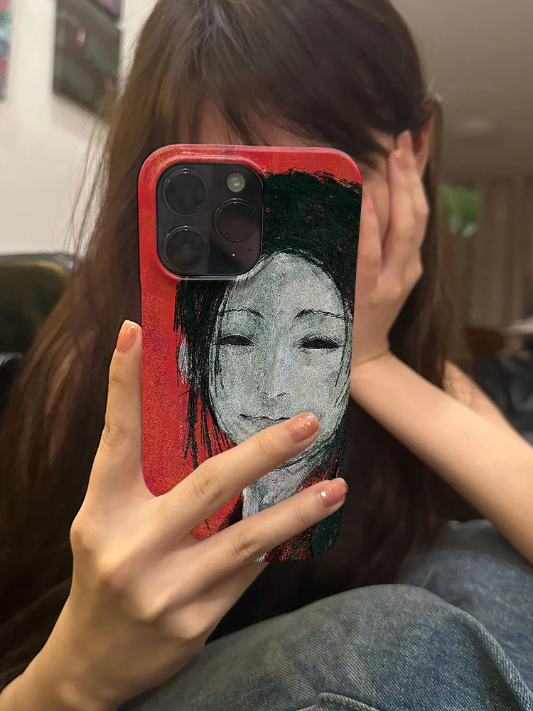 حافظة هاتف أثيرية مستوحاة من الفن الياباني المبتسم لهاتف آيفون 17 16 15 14 11 12 13 Pro Max Air Plus غطاء خلفي