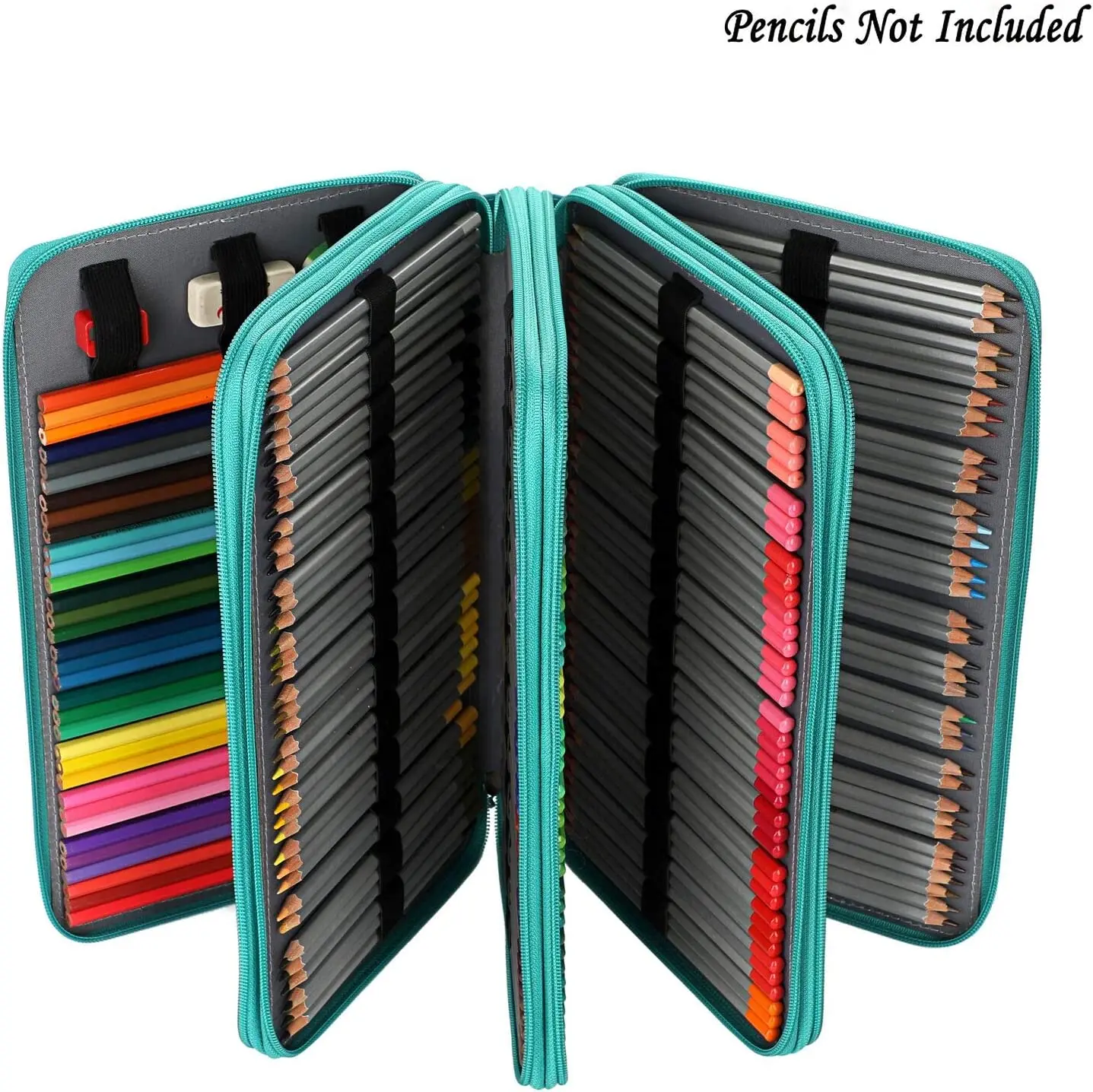 300 Slots Colored Pencil Organizer - Deluxe PU Leather Pencil Case Holder with Handle Strap Pencil Box Large for Colored Pencils