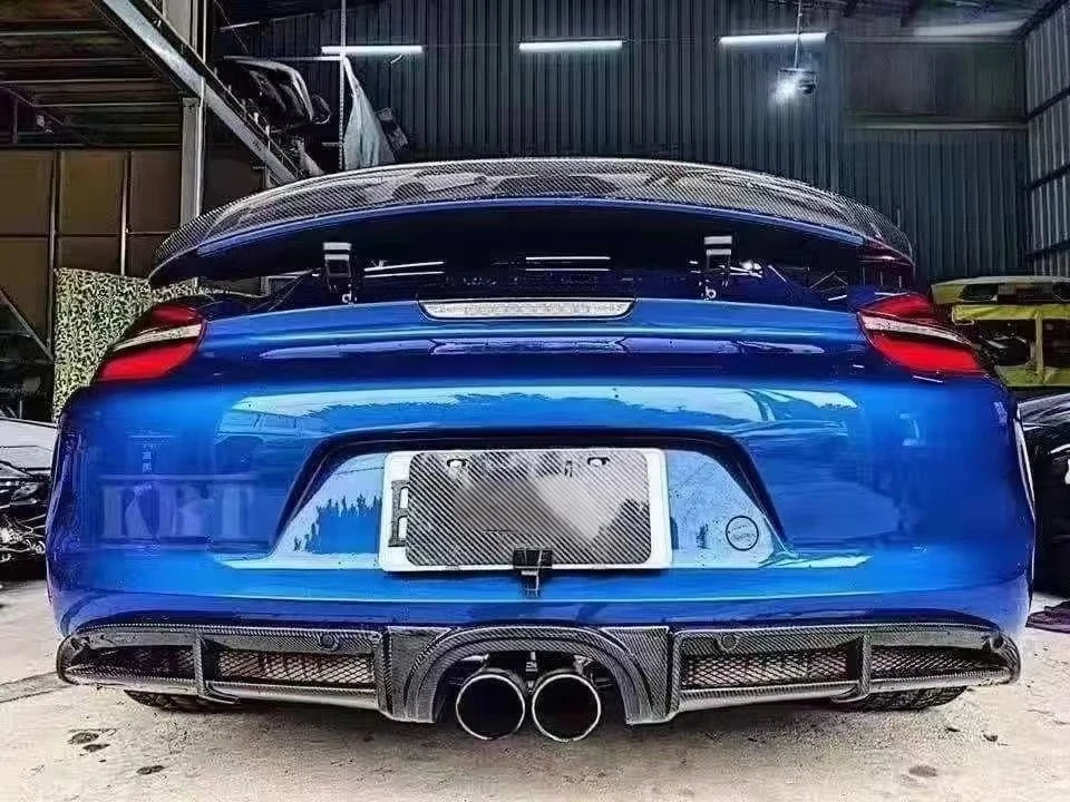New High Quality Carbon Fiber for 2012-2015 Cayman Boxster 981 for Style Car Bumpers Upgrade Rear Diffuser Bumper Lip