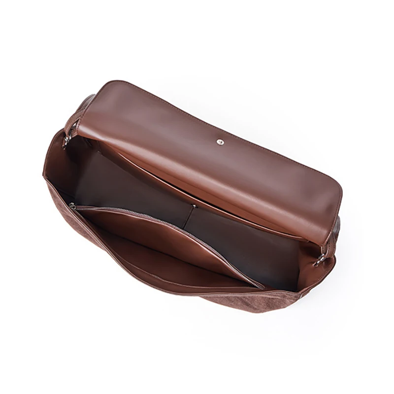 Nubuck Suede Cowhide Leather Hobo Bag Women Vintage Soft Shoulder Bag Large Flap Tote Crossbody Handbag Casual Commuter - view 3