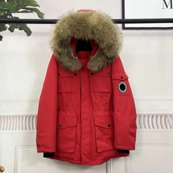 Huge Real Raccoon Fur Hooded Women's Short Puffer Jacket 2023 Winter 90% Feather Duck Down Coat Female Waterproof Parkas